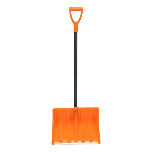 Лопата для уборки снега пластиковая, 490х370х1350 мм, стальной черенок, усиленная Сибртех