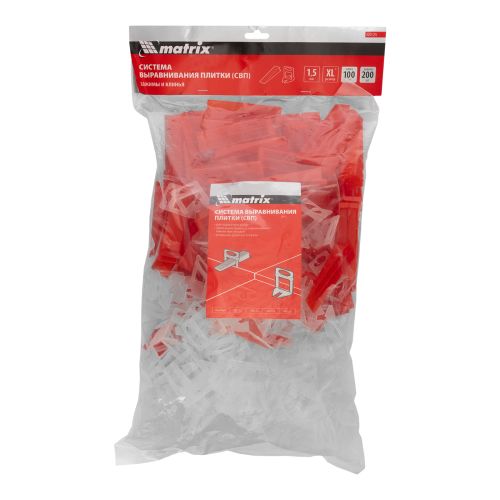 Комплект зажим + клин для системы выравнивания плитки СВП Ворота XL, 200/100 шт. в пакете Matrix