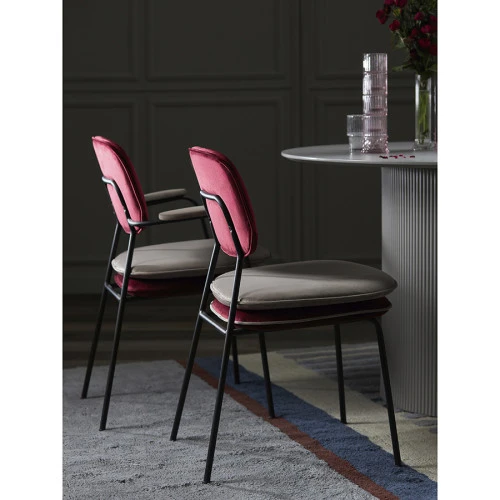 Стул с подлокотниками и контрастным кантом pea, велюр, бордовый/бежевый