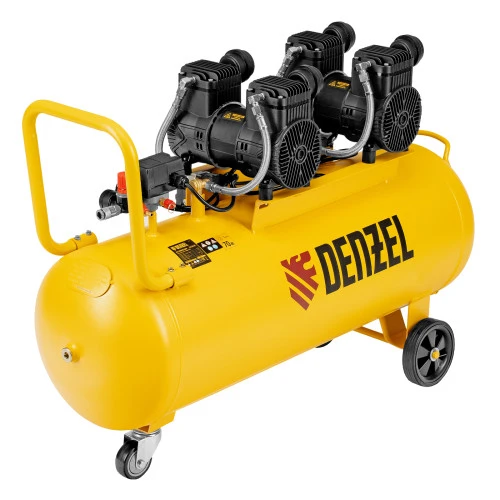 Компрессор безмасл. малошумный DLP-3000/100, 3 кВт, 2х1,5 кВт,100 л, 2850 об/мин,500 л/мин Denzel