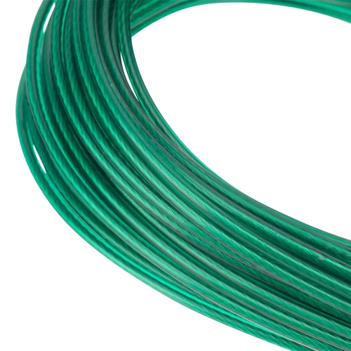 Трос металлополимерный зеленый ПР-3.0, толщина 3.0 мм, моток 20 метров Сибртех