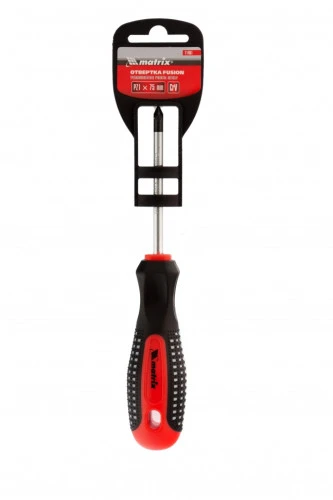 Отвертка Fusion, PZ1 x 75 мм, CrV, трехкомпонентная рукоятка "Anti slip" Matrix