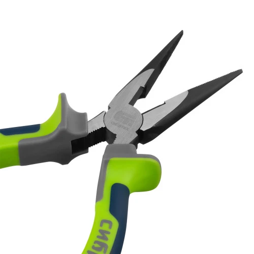 Длинногубцы прямые 160 мм, фосфатирование, трехкомпонентные рукоятки Сибртех