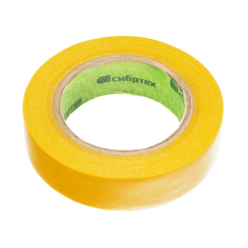 Изолента ПВХ, 15 мм х 10 м, желтая Сибртех