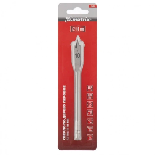 Сверло по дереву перовое, 10 мм шестигранный хвостовик Matrix