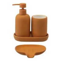 Набор ванных принадлежностей с подставкой flow, терракотовый, 4 пред.