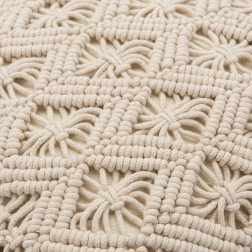 Чехол на подушку макраме с бахромой бежевого цвета из коллекции ethnic, 45х45 см