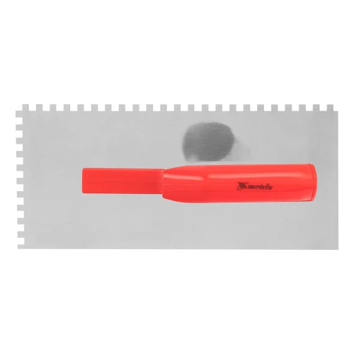 Гладилка стальная, 280 х 130 мм, зеркальная полировка, пластмассовая ручка, зуб 6 х 6 мм Matrix