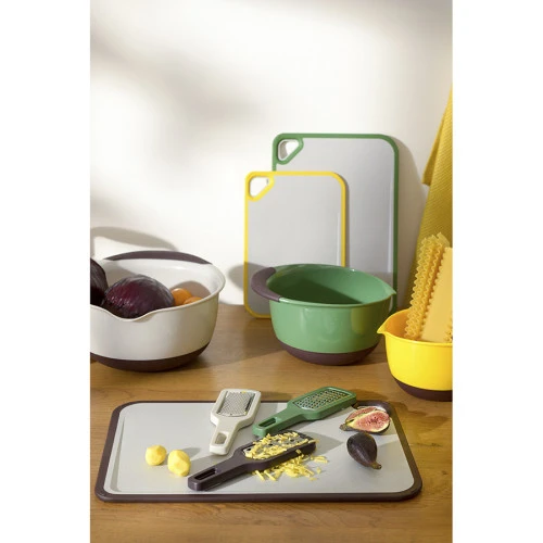 Доска разделочная из пшеничного волокна homi, 36х25 см, светло-серая с зеленым кантом