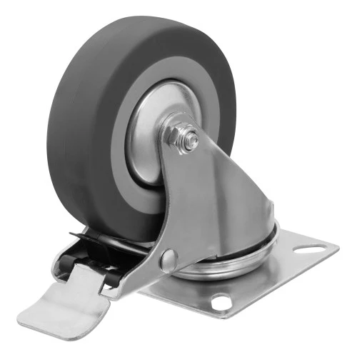 Колесо поворотное с тормозом D 75 мм, крепление  платформенное Сибртех