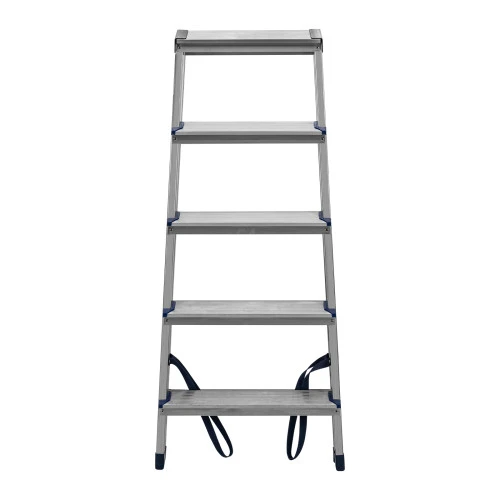 Стремянка двусторонняя 5 ступеней, алюминиевая, Сибртех