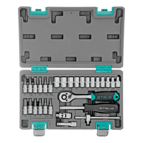 Набор инструментов, 1/4", CrV, пластиковый кейс 29 предметов Stels
