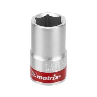 Головка торцевая, 14 мм, шестигранная, CrV, под квадрат 1/2, хромированная Matrix