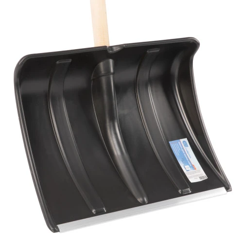 Лопата для уборки снега пластиковая, 470х350х1410 мм, деревянный черенок, Сибртех