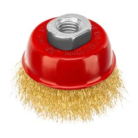 Щетка для УШМ, 65 мм, М14, "чашка", латунированная витая проволока Matrix