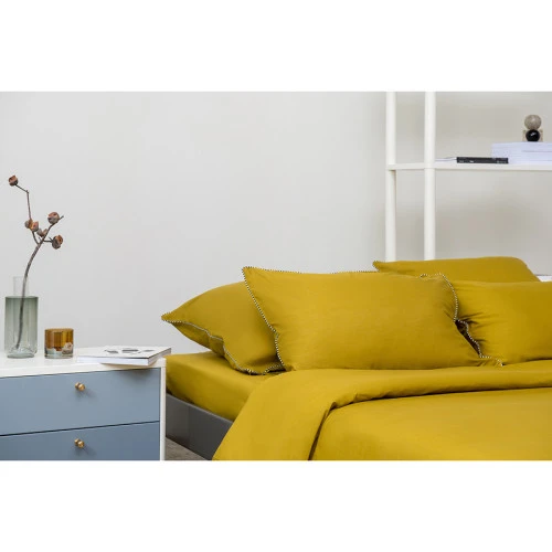 Простыня оливкового цвета с контрастным кантом из коллекции essential, 240х270 см