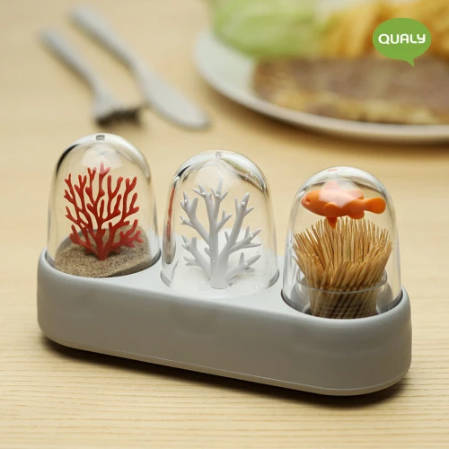 Набор емкостей для соли, перца, зубочисток с подставкой ocean ecology