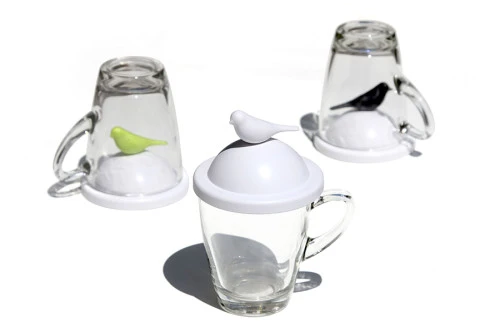 Чашка с крышкой sparrow, белая/зеленая