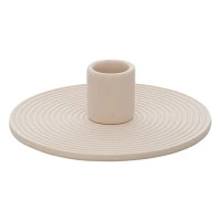 Подсвечник из каменной керамики бежевого цвета из коллекции essential