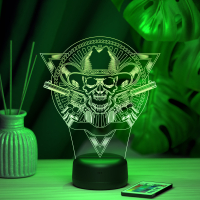 3D светильник  Светильник "Череп с револьверами"