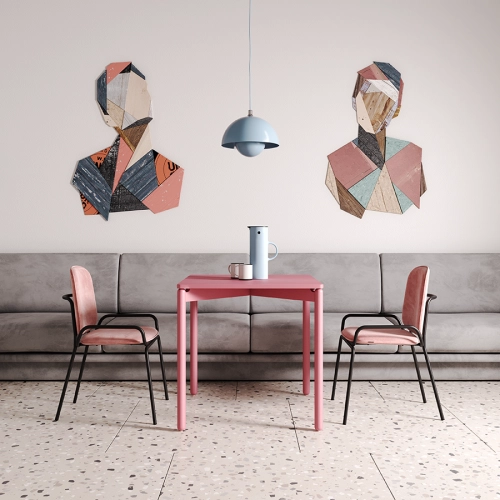 Стул ror, double frame, велюр, черный/розовый