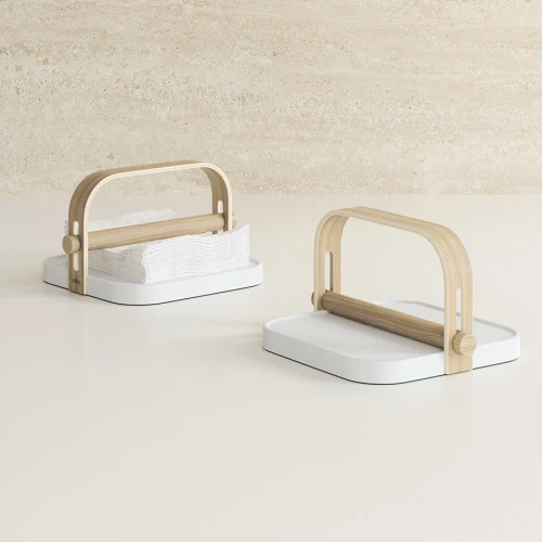 Держатель для салфеток bellwood, белый/натуральное дерево