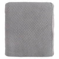 Плед из стираного хлопка серого цвета из коллекции essential, 130х180 см