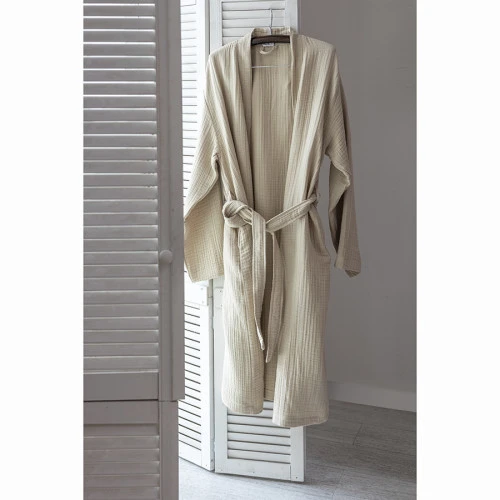 Халат из многослойного муслина бежевого цвета из коллекции essential, размер l