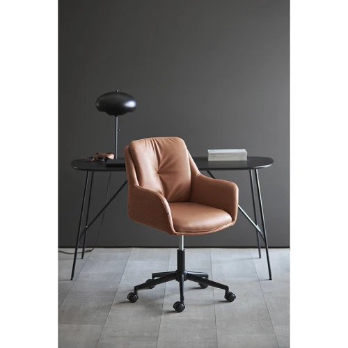 Стул на колесиках allar, экокожа, рогожка, коричневый