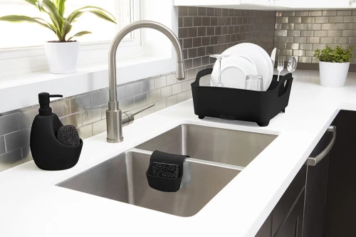 Диспенсер для мыла с подставкой для губки joey, 590 мл, черный