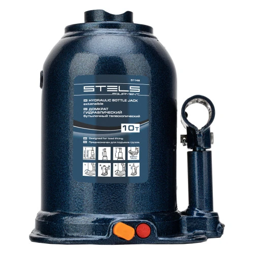 Домкрат гидравлический бутылочный телескопический, 10 т, подъем 180-450 мм Stels