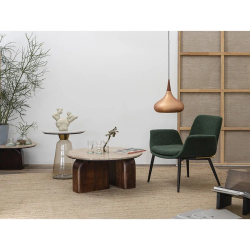 Столик кофейный torhill, D80 см, бежевый/орех