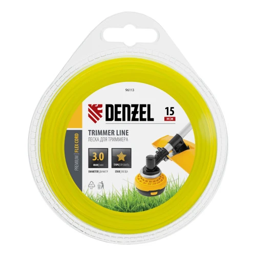 Леска для триммера, звезда 3 мм х 15 м, блистер Flex cord Denzel