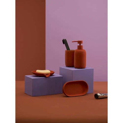Набор ванных принадлежностей с подставкой flow, терракотовый, 4 пред.