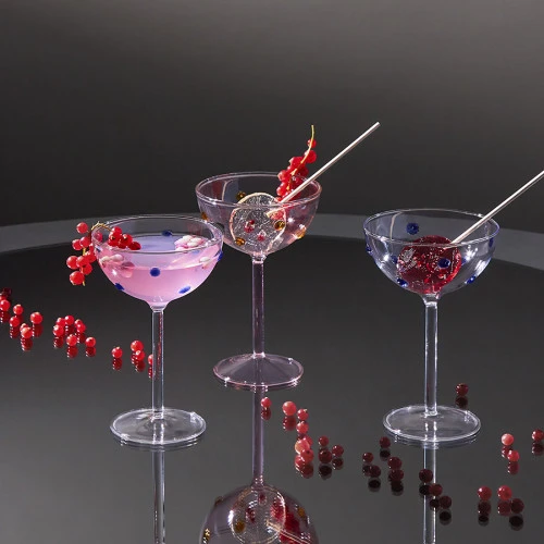 Креманка pom-pon, 225 мл, прозрачная/синяя