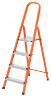 Стремянка, 4 ступени, стальной профиль, ступени сталь, оранжевая, Сибртех
