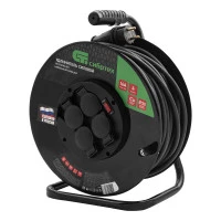 Удлинитель силовой 50 м, 16А, тип УХз16, КГ 3 x 2.5 мм, на стальной катушке, 4 розетки Сибртех