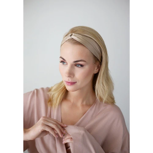 Повязка для волос из натурального шелка бежевого цвета из коллекции essential