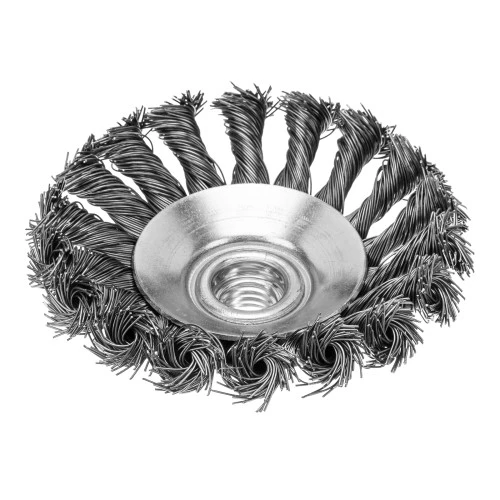 Щетка для УШМ, 100 мм, М14, "тарелка", крученая проволока 0.5 мм Matrix