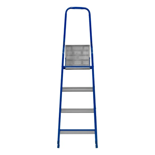 Стремянка, 4 ступени, стальной профиль, алюминиевые ступени Сибртех