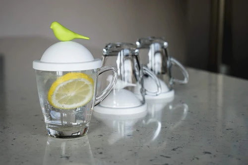 Чашка с крышкой sparrow, белая/зеленая