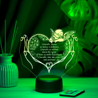 3D светильник  Светильник "Сердце c ангелом с соцветием в руках"