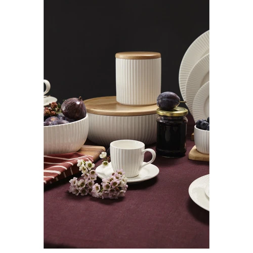 Салатник с крышкой из каучукового дерева soft ripples, dual glazing, D22 см