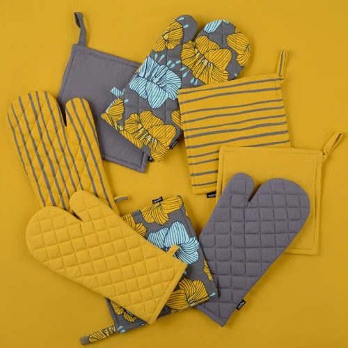 Прихватка-варежка из хлопка серого цвета из коллекции essential, 33х17,5 см