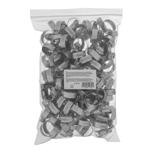 Хомуты нержавеющая сталь, Стандартное болтовое крепление 12-20 мм, 100 штук в упаковке, ширина 9 мм Сибртех