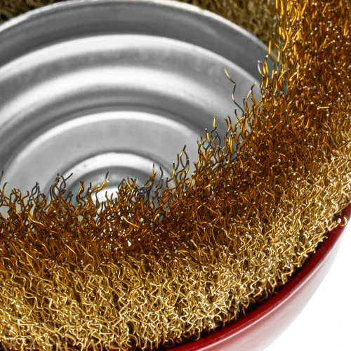 Щетка для УШМ, 125 мм, М14, "чашка", латунированная витая проволока Matrix