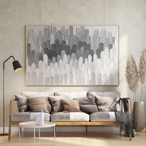 Панно декоративное с ручной росписью by feel, 140х70 см, черно-белое