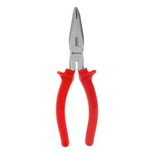 Длинногубцы изогнутые Econom, 200 мм, шлифованные, пластмассовые рукоятки Matrix