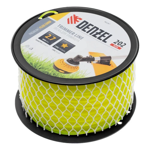 Леска для триммера звезда, 2,7мм х 202м, на DIN катушке FLEX CORD Denzel