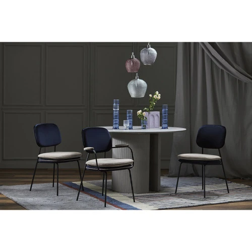 Стул с подлокотниками pea, велюр, темно-синий/бежевый